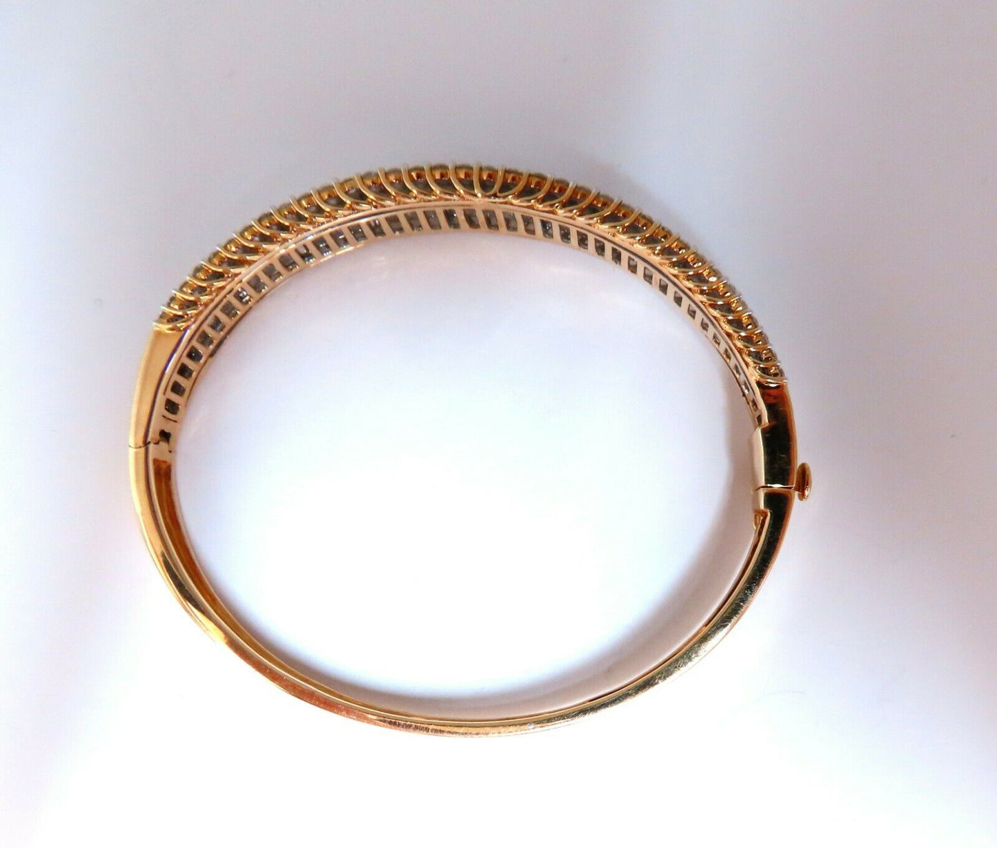 4.23ct Baguette & Rounds Diamond Three Row Bracelet 14kt
