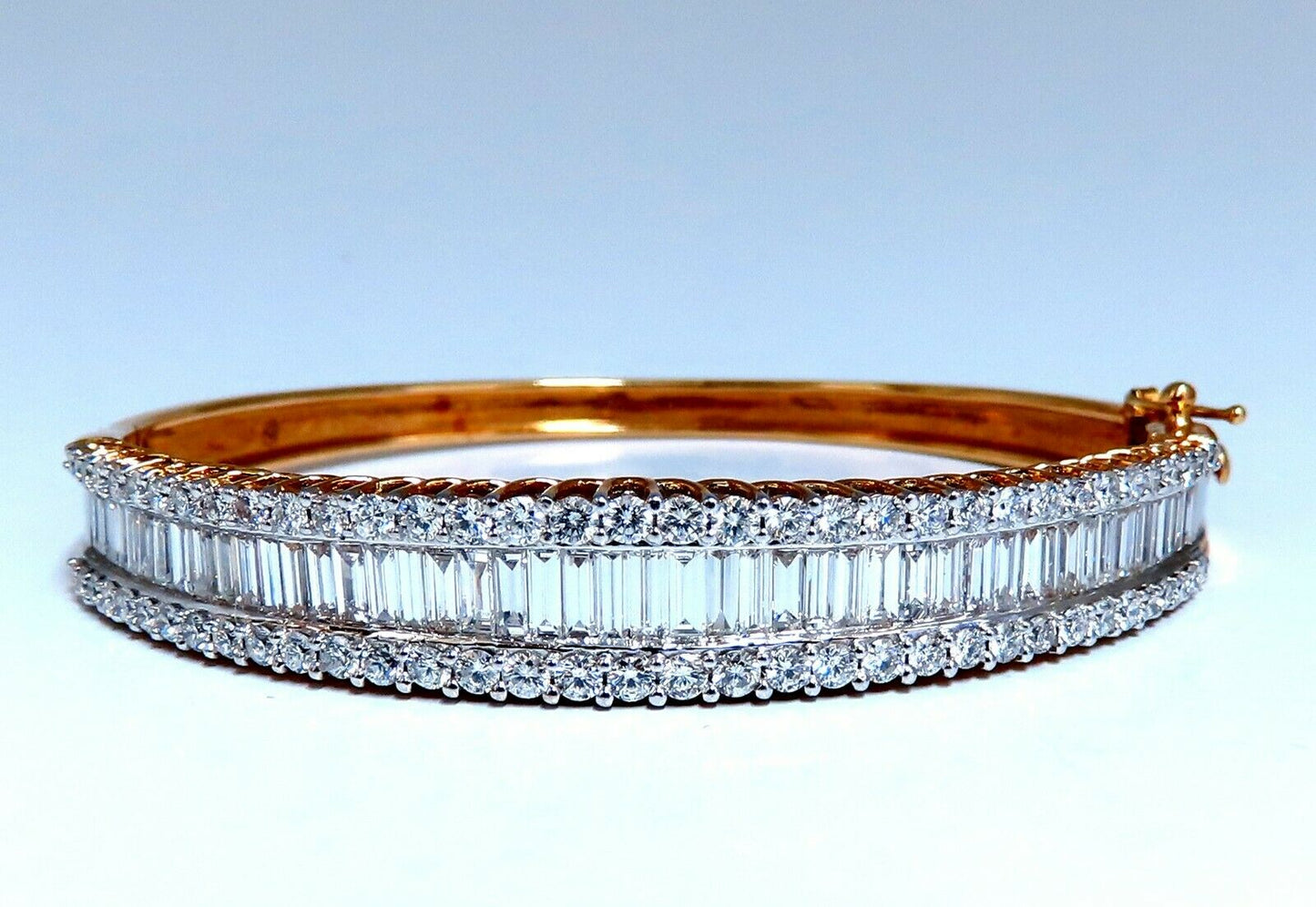4.23ct Baguette & Rounds Diamond Three Row Bracelet 14kt