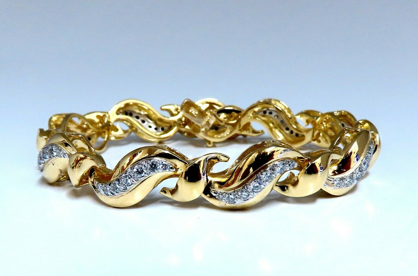2.04ct Natural Round Diamonds S Link Bracelet 18Kt