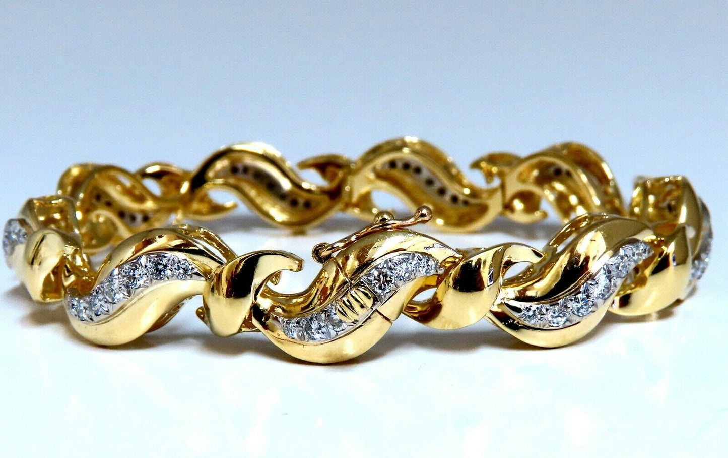 2.04ct Natural Round Diamonds S Link Bracelet 18Kt