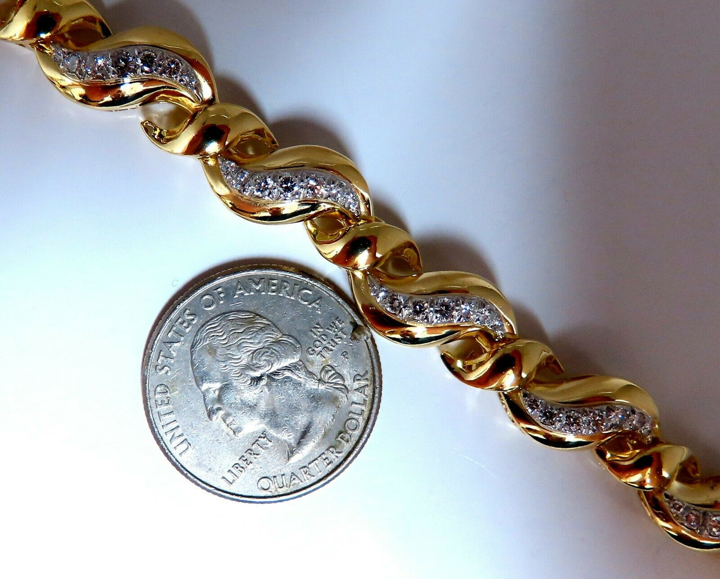 2.04ct Natural Round Diamonds S Link Bracelet 18Kt