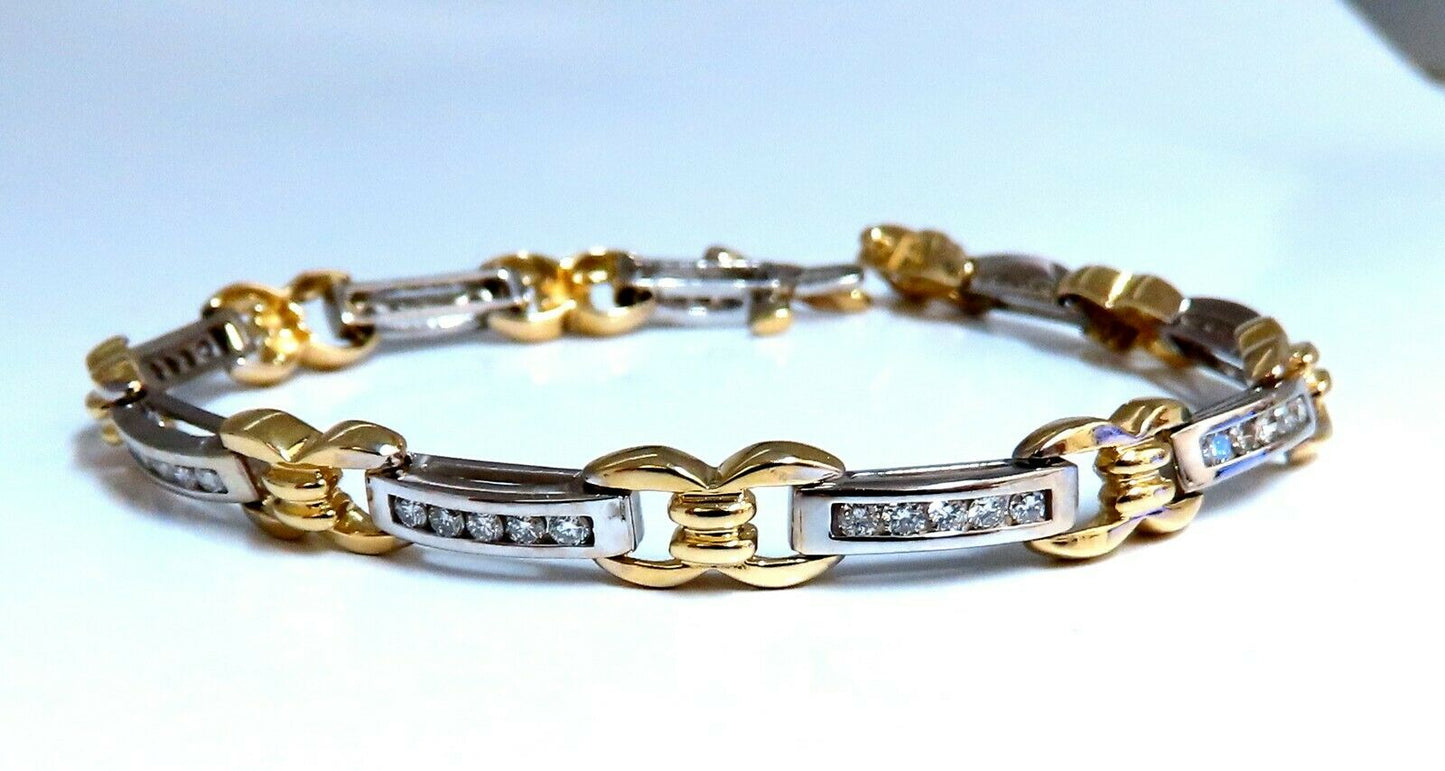 1.40ct Natural Round Diamonds Channel Link Bracelet 14kt