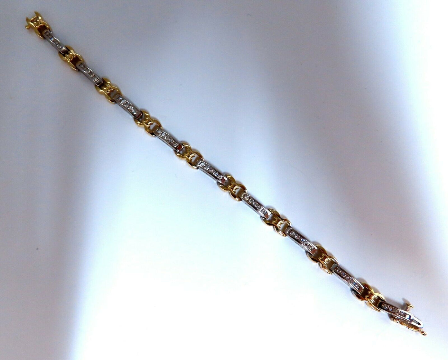 1.40ct Natural Round Diamonds Channel Link Bracelet 14kt