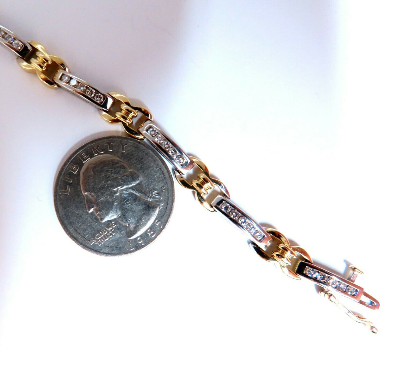 1.40ct Natural Round Diamonds Channel Link Bracelet 14kt