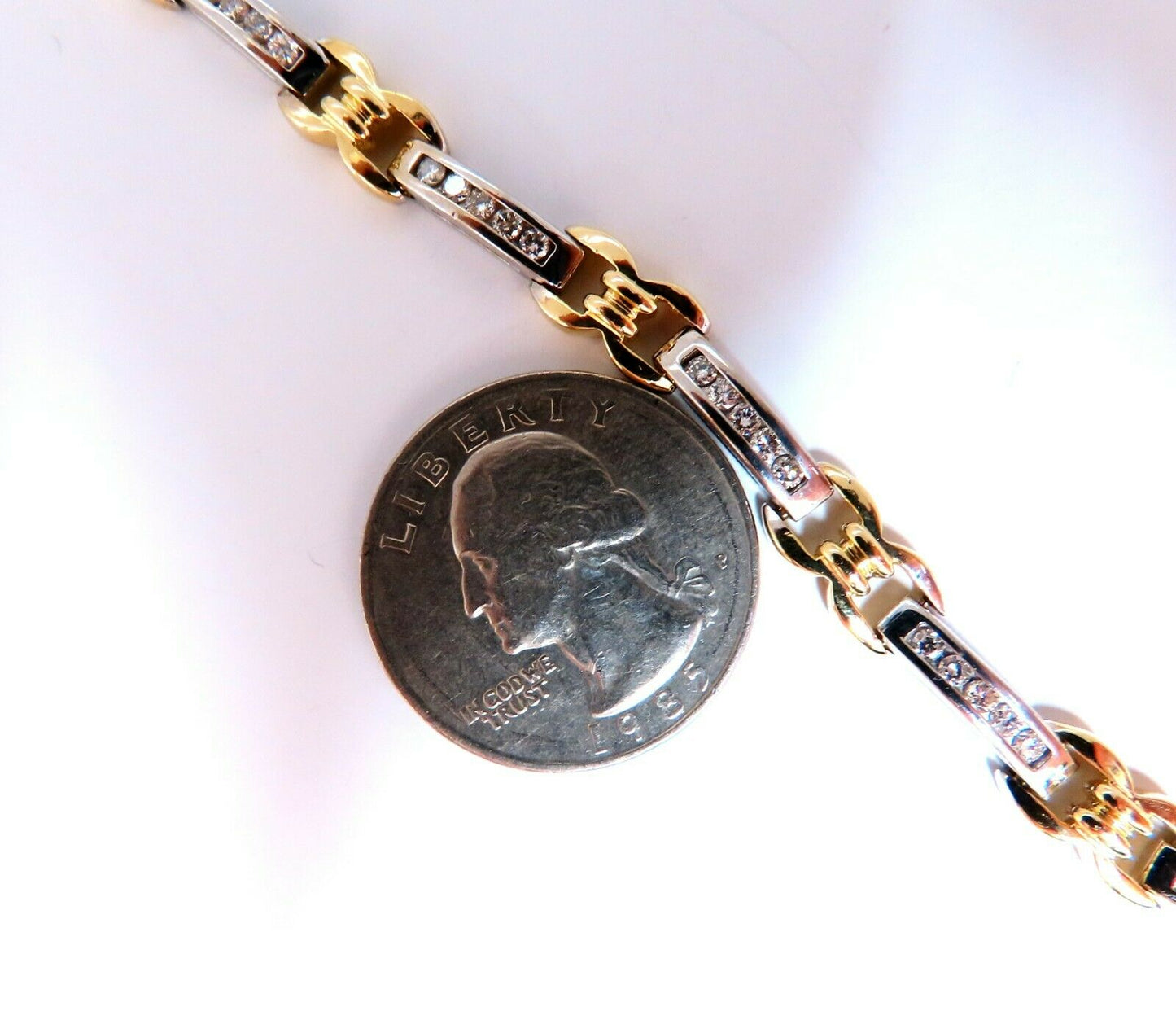1.40ct Natural Round Diamonds Channel Link Bracelet 14kt
