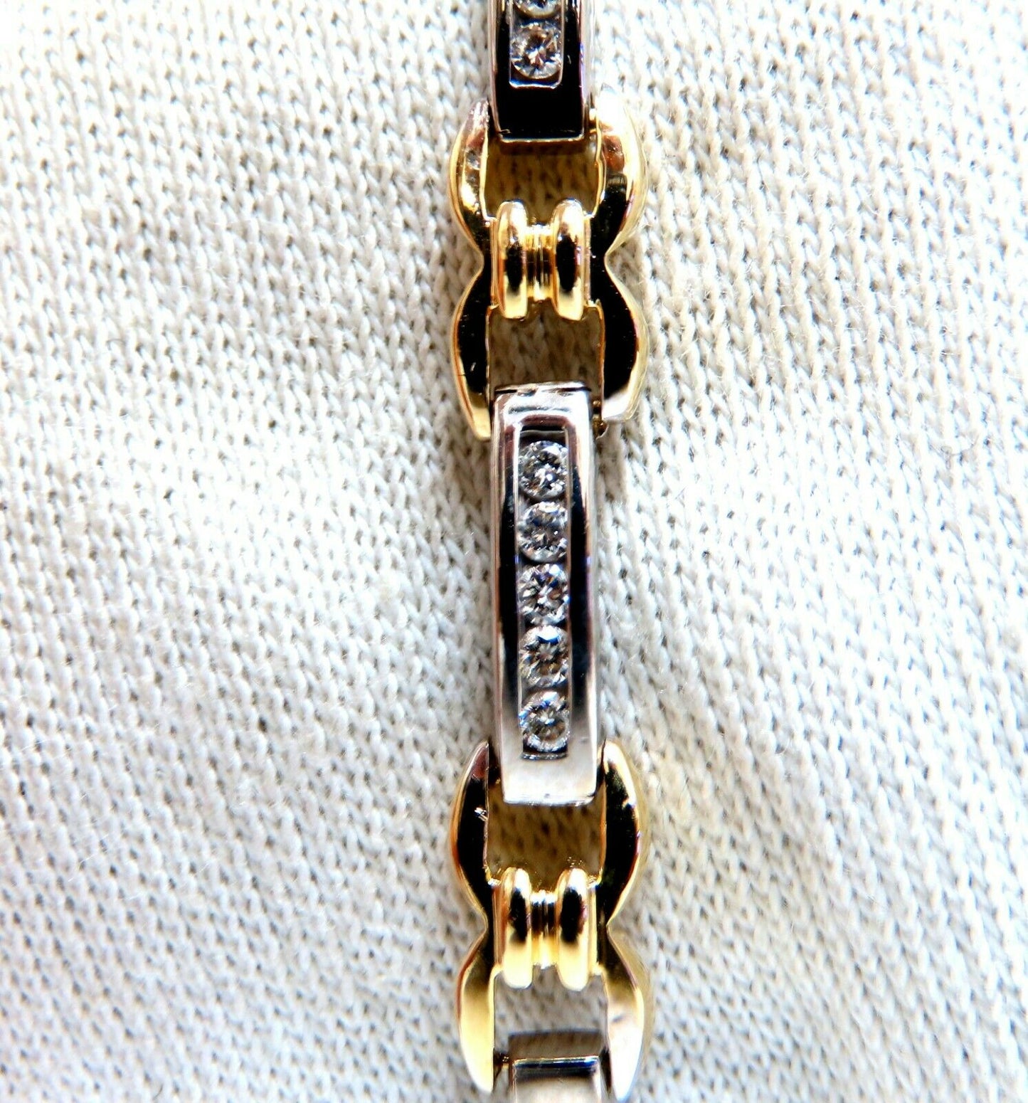 1.40ct Natural Round Diamonds Channel Link Bracelet 14kt