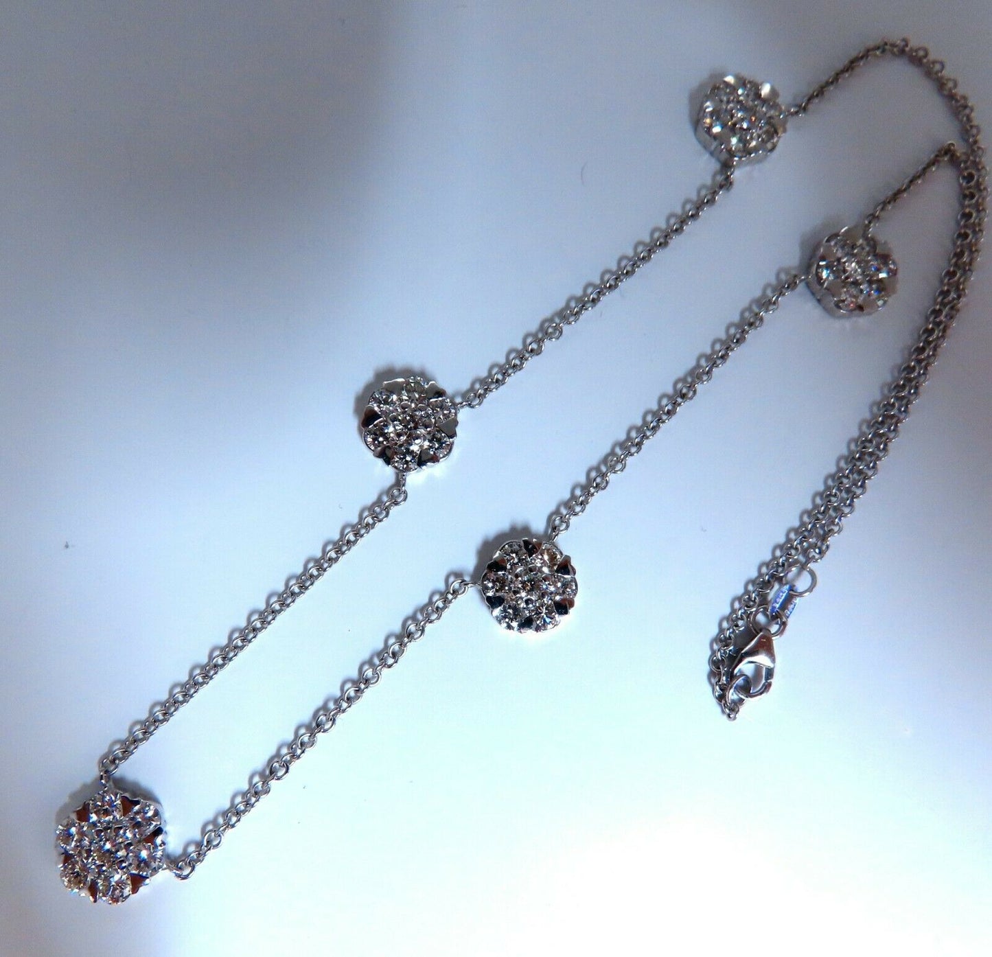 5.22ct natural diamonds (5) cluster yard necklace 14kt floretta 17 inch