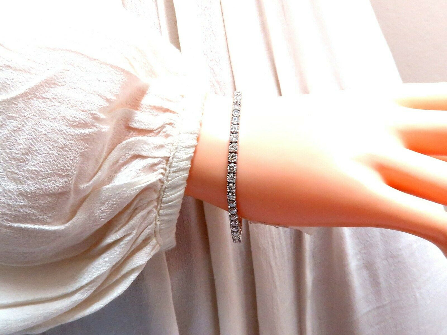 6.65ct Natural Diamonds Tennis Bracelet 14kt Gold Classic Riviera