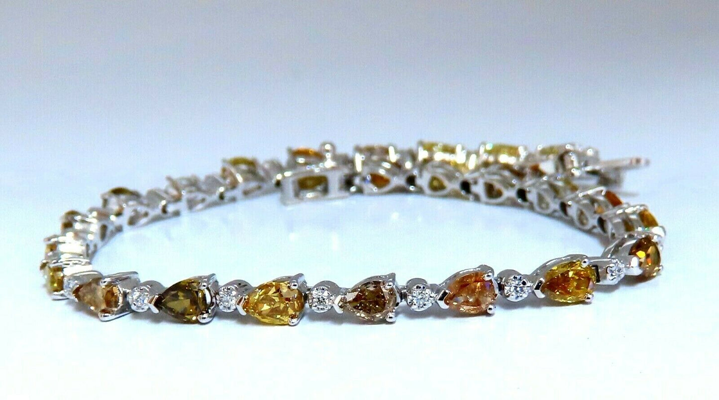 5.02ct Natural Fancy Multicolor Diamond Tennis Bracelet 14kt