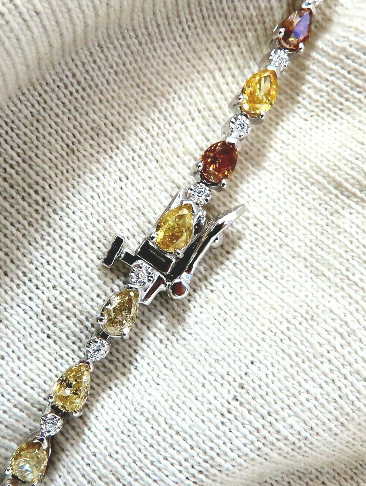 5.02ct Natural Fancy Multicolor Diamond Tennis Bracelet 14kt