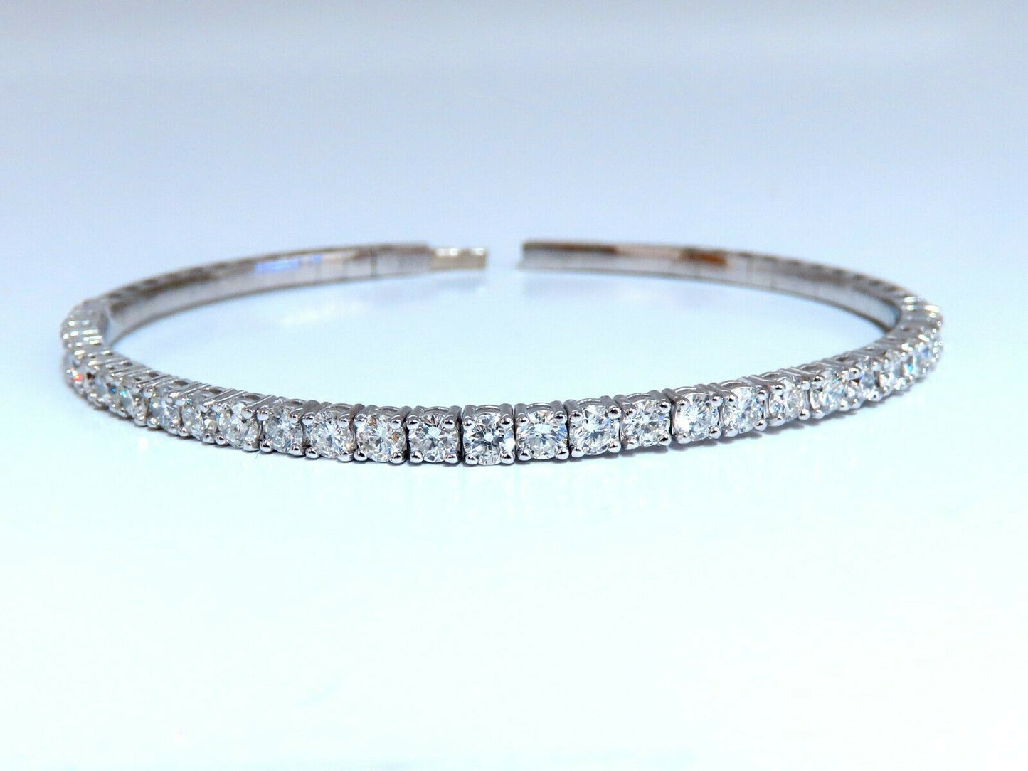 2.90ct Natural Round Diamonds Flexible Tennis Bangle Bracelet 14 Karat