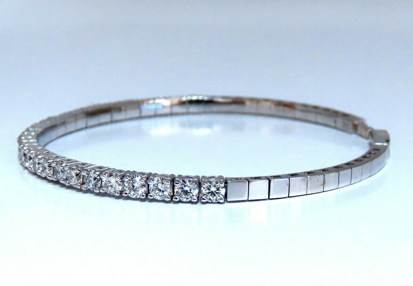 2.90ct Natural Round Diamonds Flexible Tennis Bangle Bracelet 14 Karat