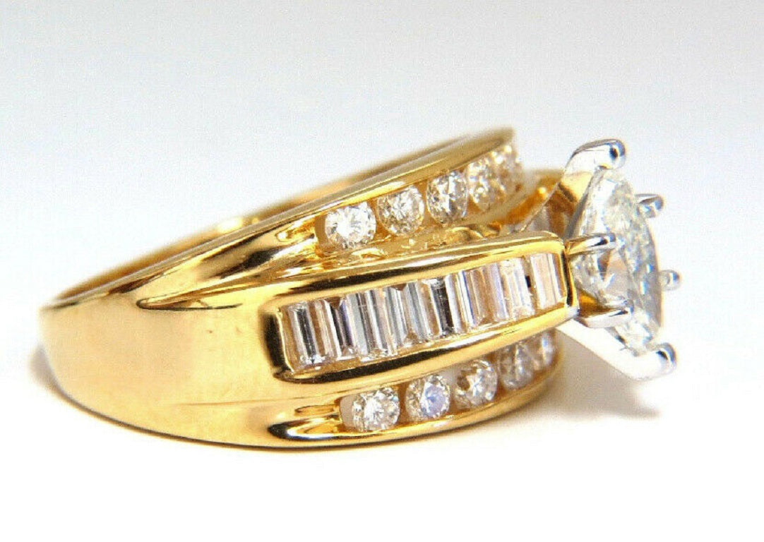 .73ct Natural Marquise Diamond Raised Cathedral Ring 14kt