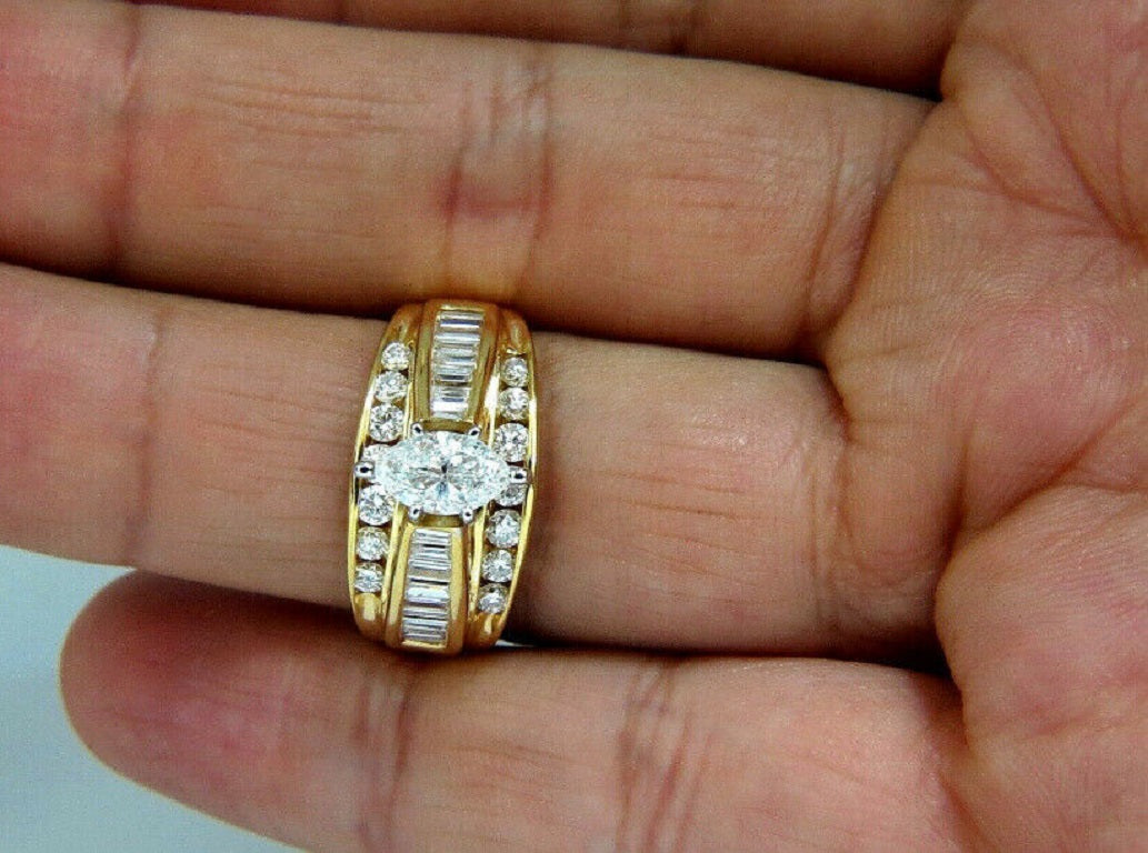 .73ct Natural Marquise Diamond Raised Cathedral Ring 14kt
