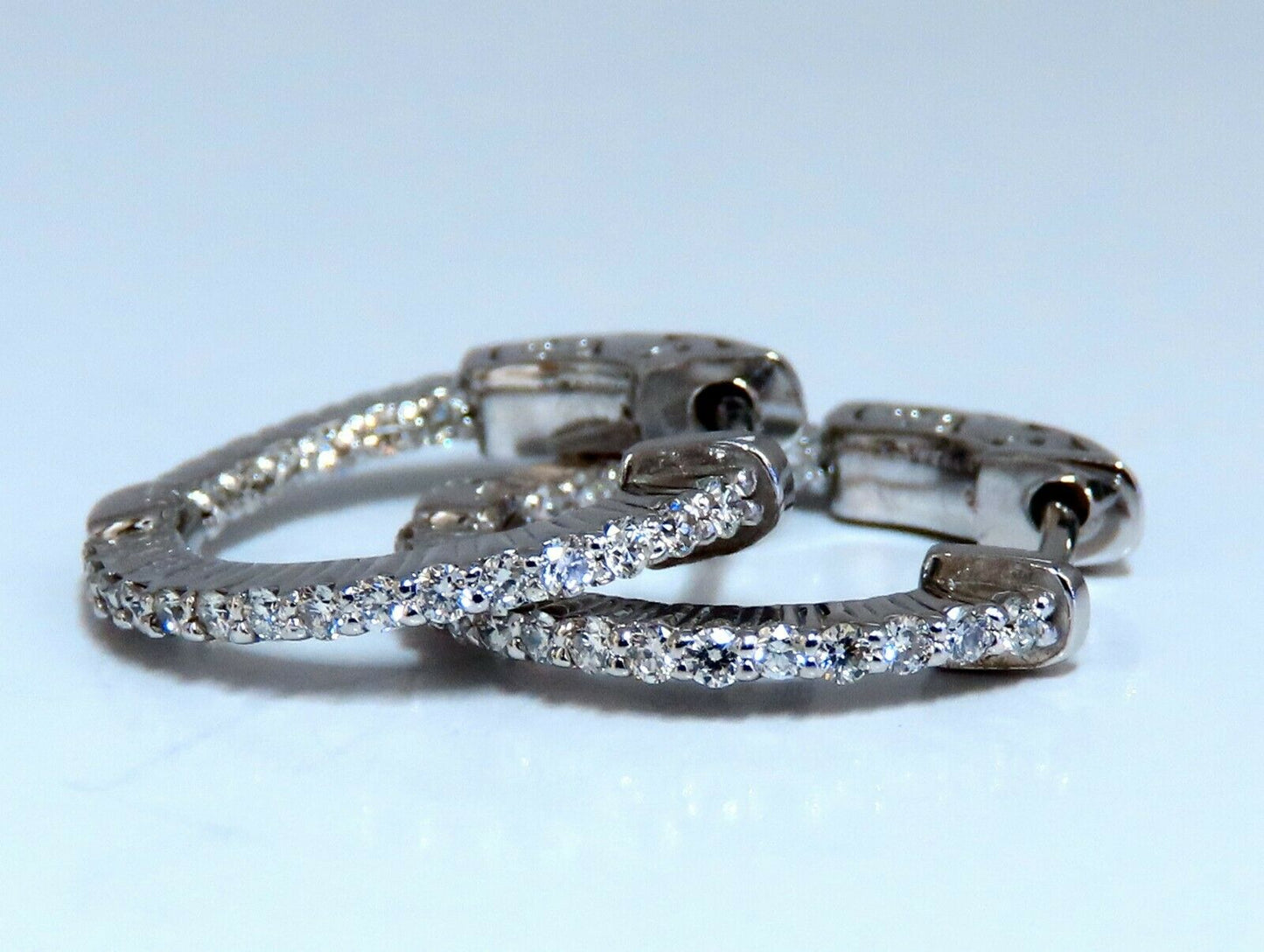 .30ct Natural Diamond Hoop Earrings 14 Karat In / Out