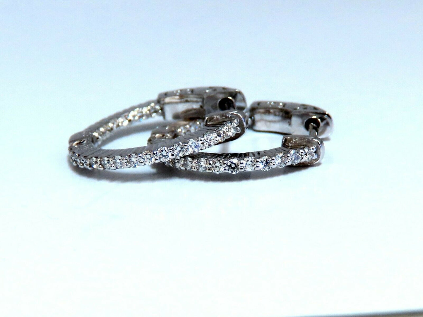 .30ct Natural Diamond Hoop Earrings 14 Karat In / Out