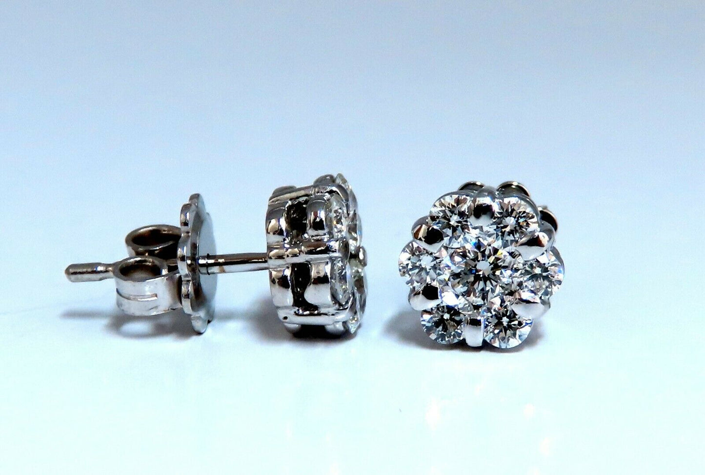 1.10ct Natural Diamonds Cluster Earrings 14kt