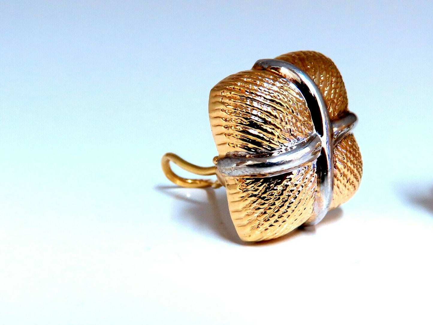 14kt Gold Textured Clip Earrings & Omega