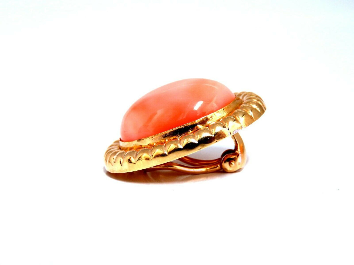 20mm Natural Coral Clip Earrings 14kt