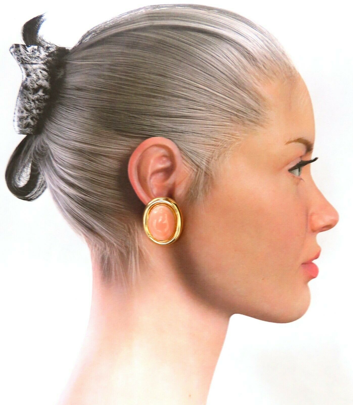 19mm Natural Coral Clip Earrings 14kt
