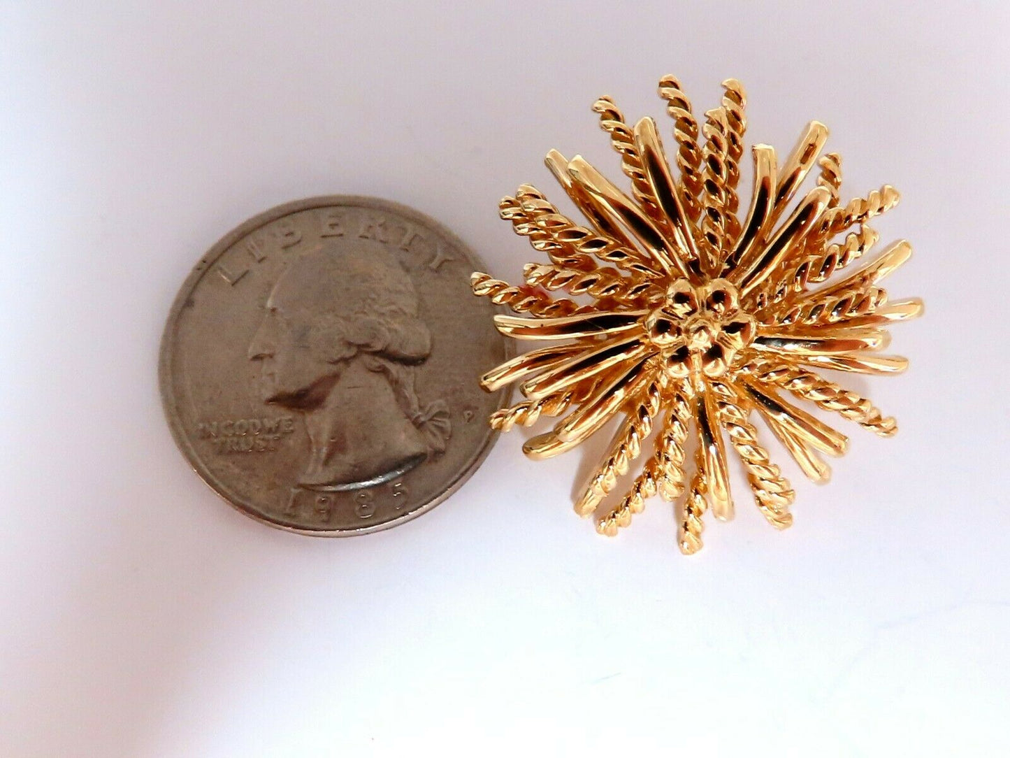 14kt Gold Blossoming Daisy 3D Clip Earrings