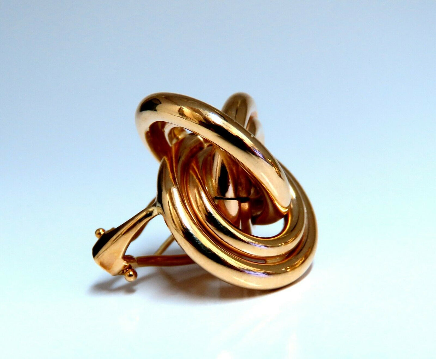 14kt Gold Textured Interlocking Tri Tubular Clip Earrings