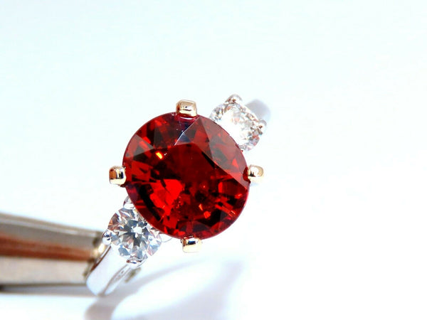 GIA Certified 3.60CT Natural Spessartite Garnet Ring Red Orange Prime