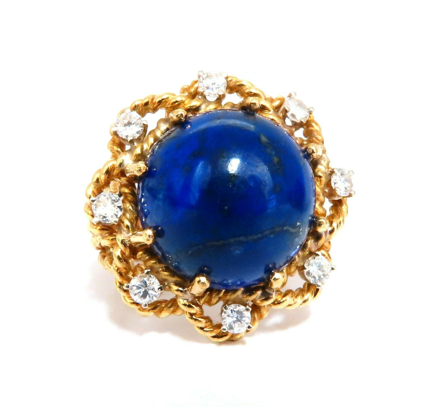 GIA Certified Natural Lapis Diamond Clip Earrings & Ring 18kt