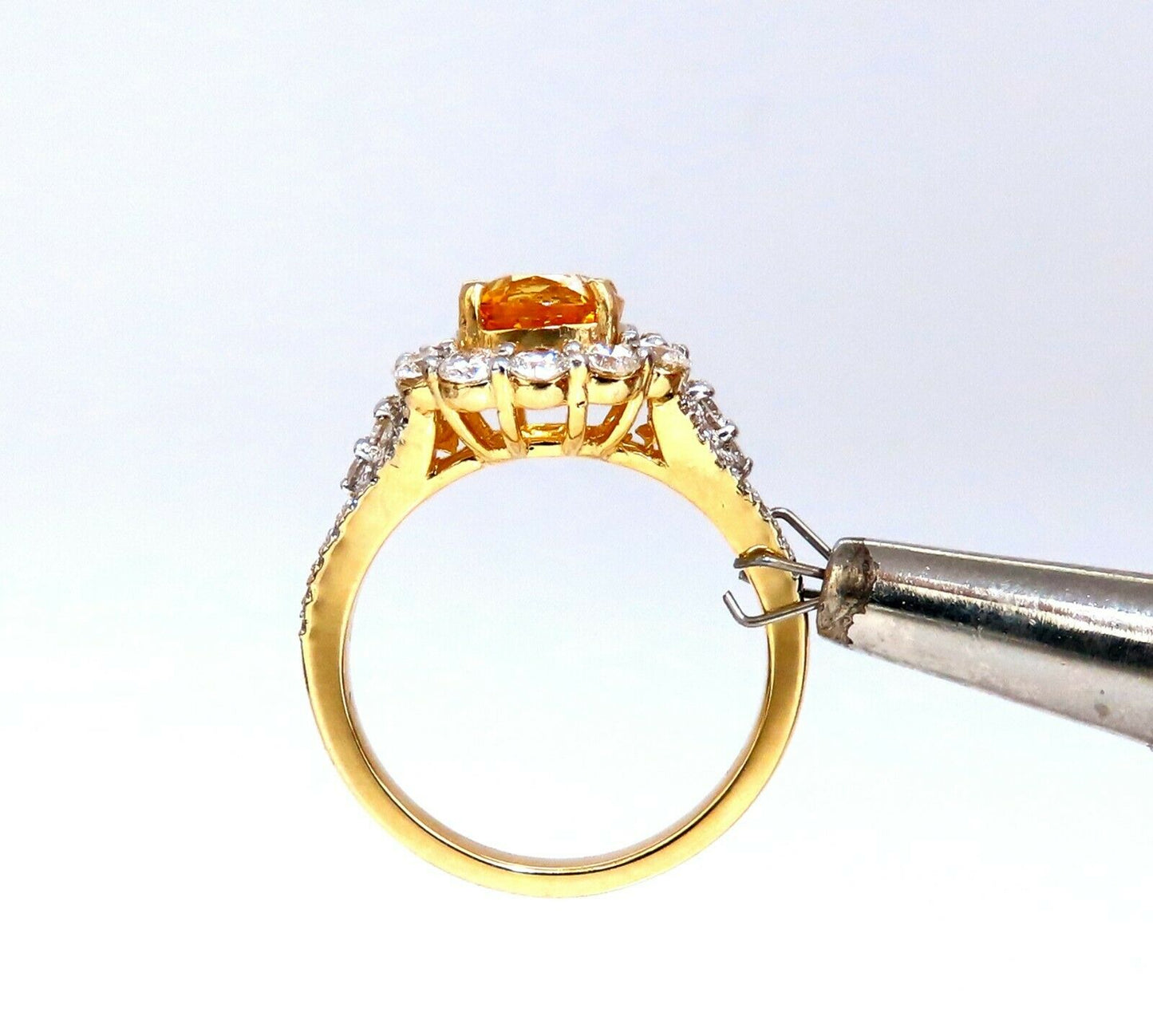 GIA Certified 2.59Ct Natural Yellow Natural Sapphire Diamonds Ring 14kt