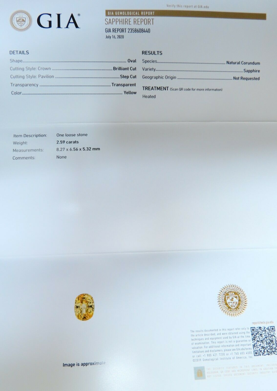 GIA Certified 2.59Ct Natural Yellow Natural Sapphire Diamonds Ring 14kt