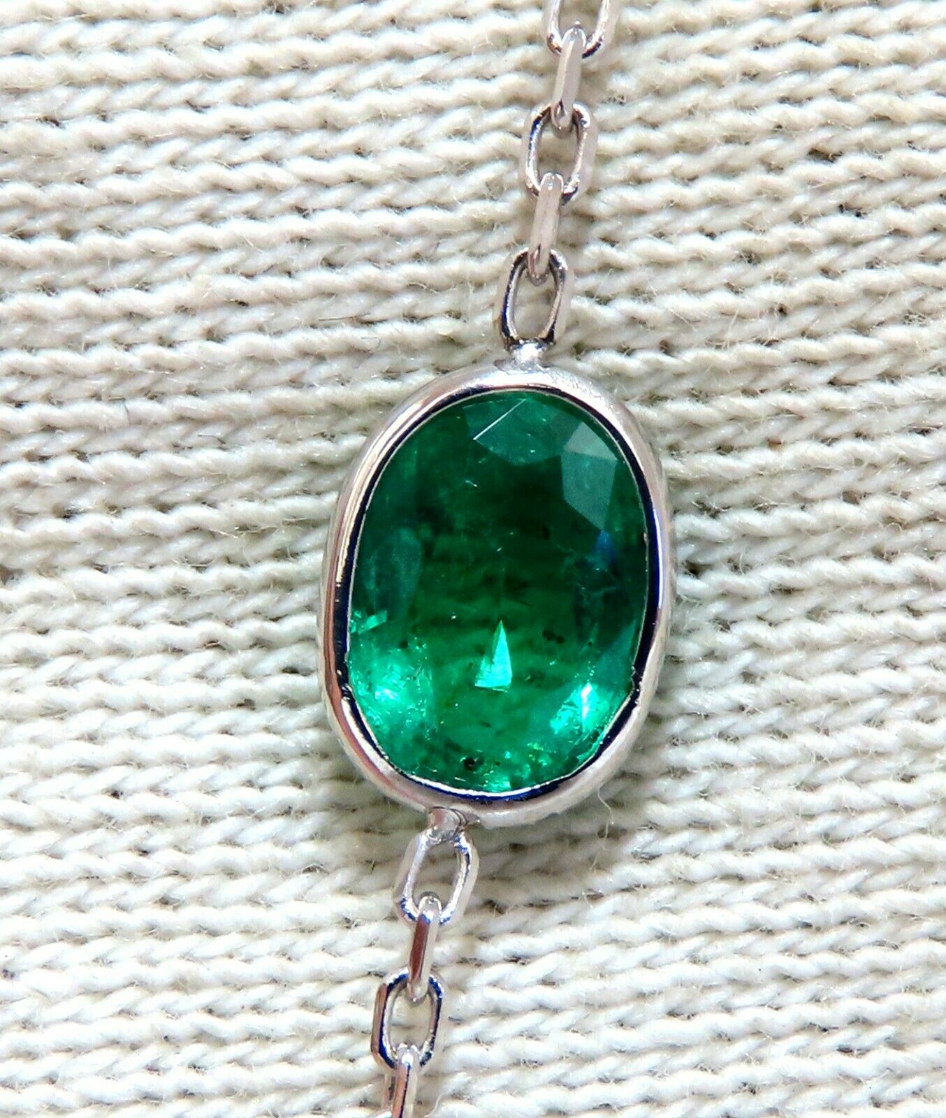 12.88ct. Natural Emeralds Diamonds Yard Necklace 14kt