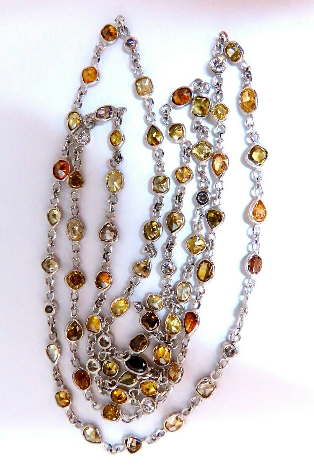 11.16ct Natural Multicolored Fancy Colored Diamonds Yard Necklace 14kt