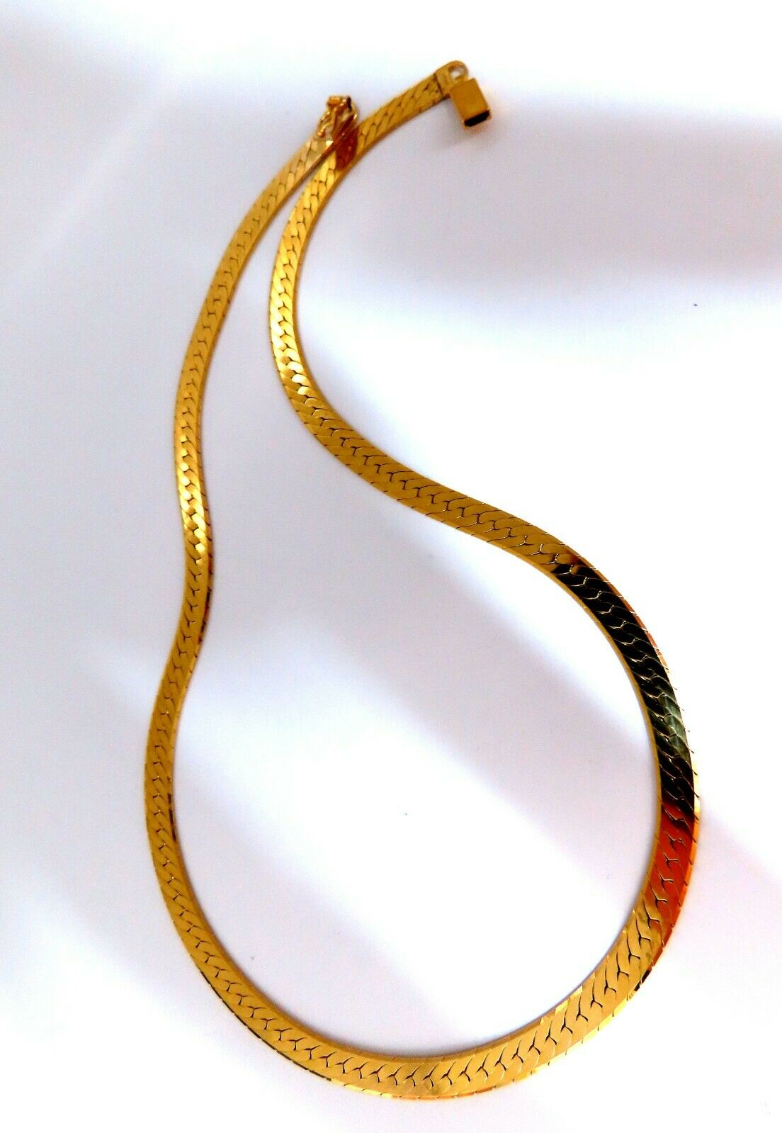 Classic 5.4mm Gauge Herringbone Necklace 14kt