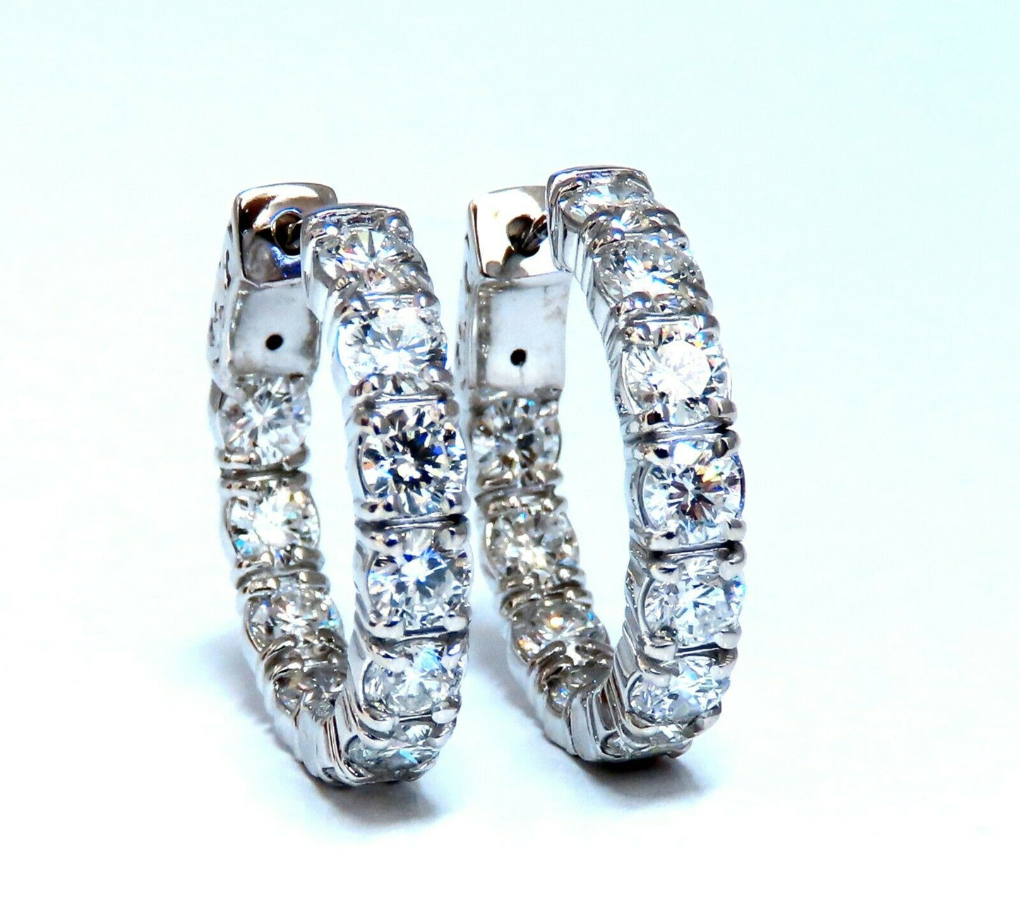3.93ct Natural Diamond Hoop Earrings 14 Karat