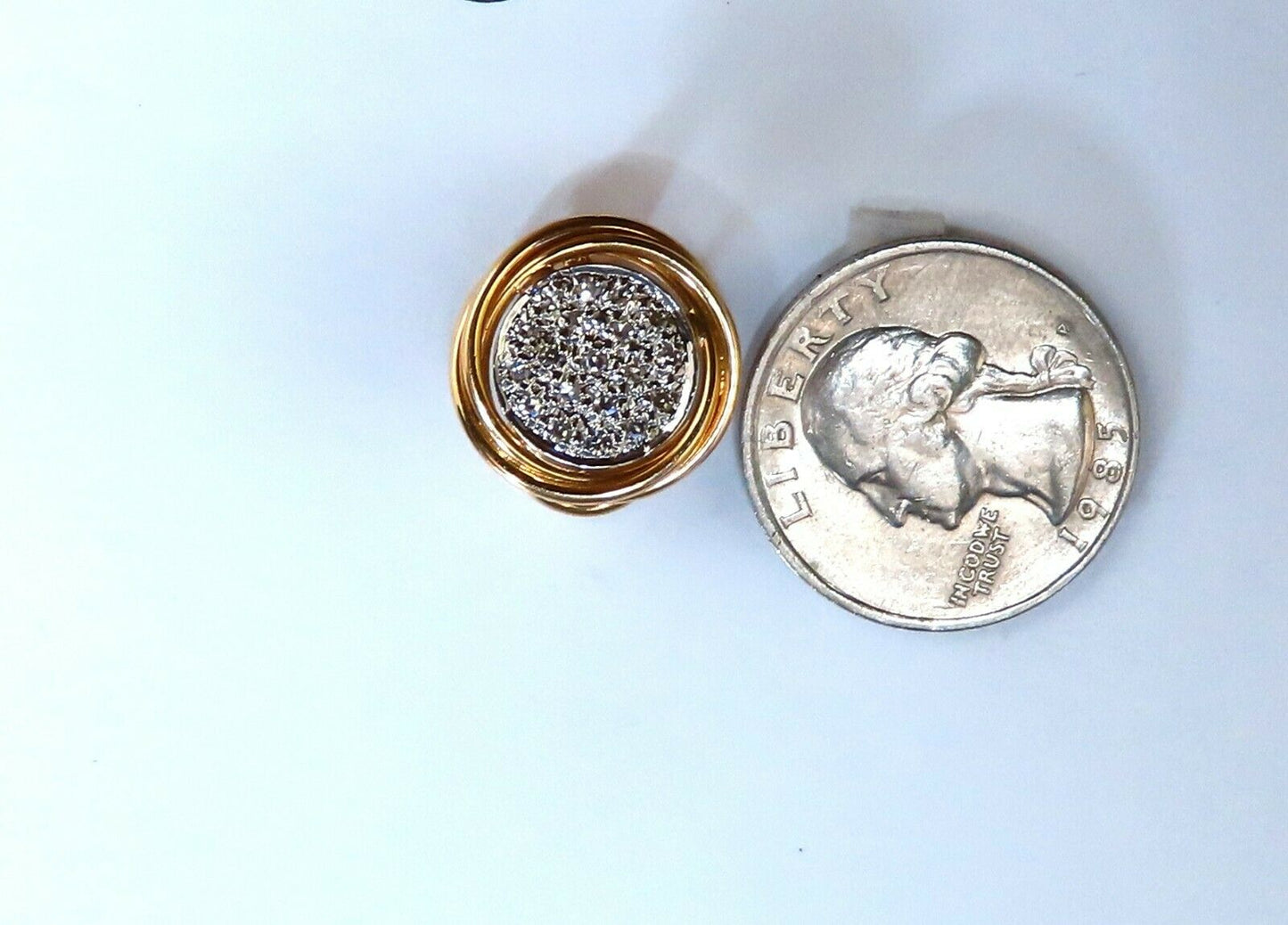 .60ct Natural Diamonds Cluster Circular Clip Earrings 14 Karat & Trim