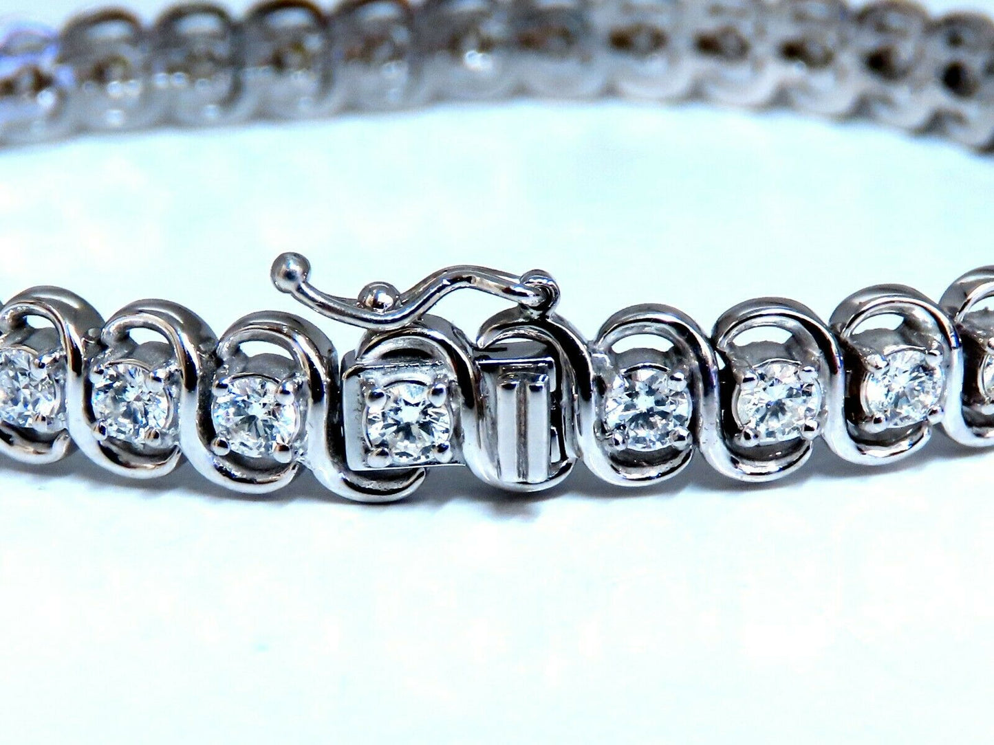 3.80ct Natural Diamonds InterLink Tennis Bracelet 14kt Gold