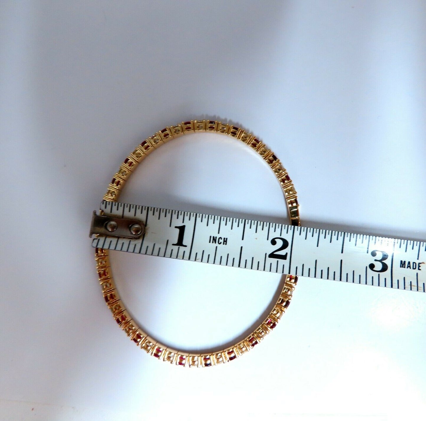 7.80ct natural round cut ruby diamonds bangle bracelet 14kt Flex