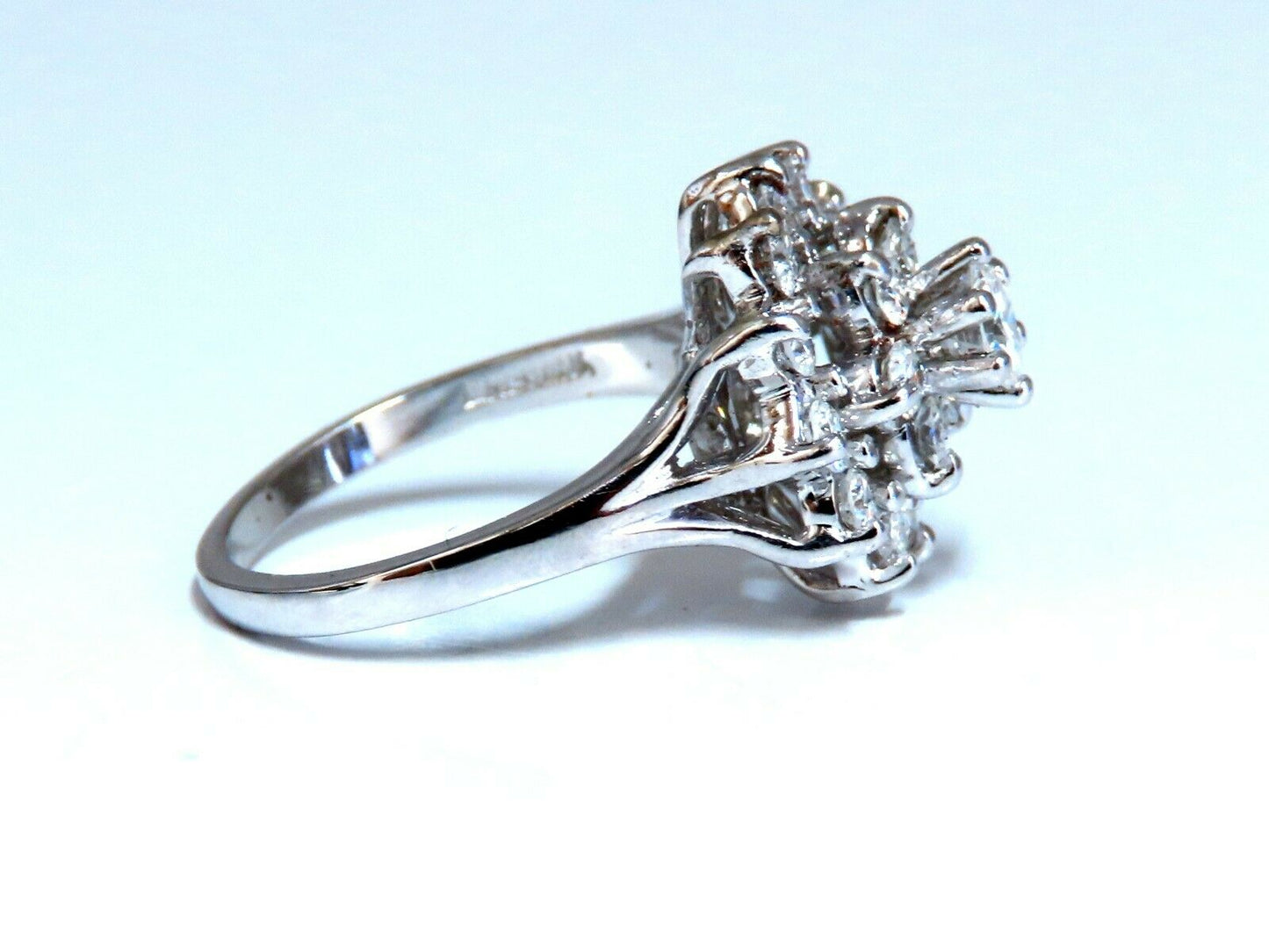 1.12ct natural diamonds raised cluster ring 14kt