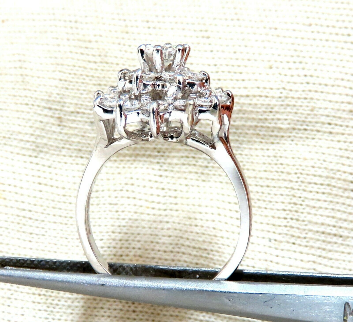 1.12ct natural diamonds raised cluster ring 14kt
