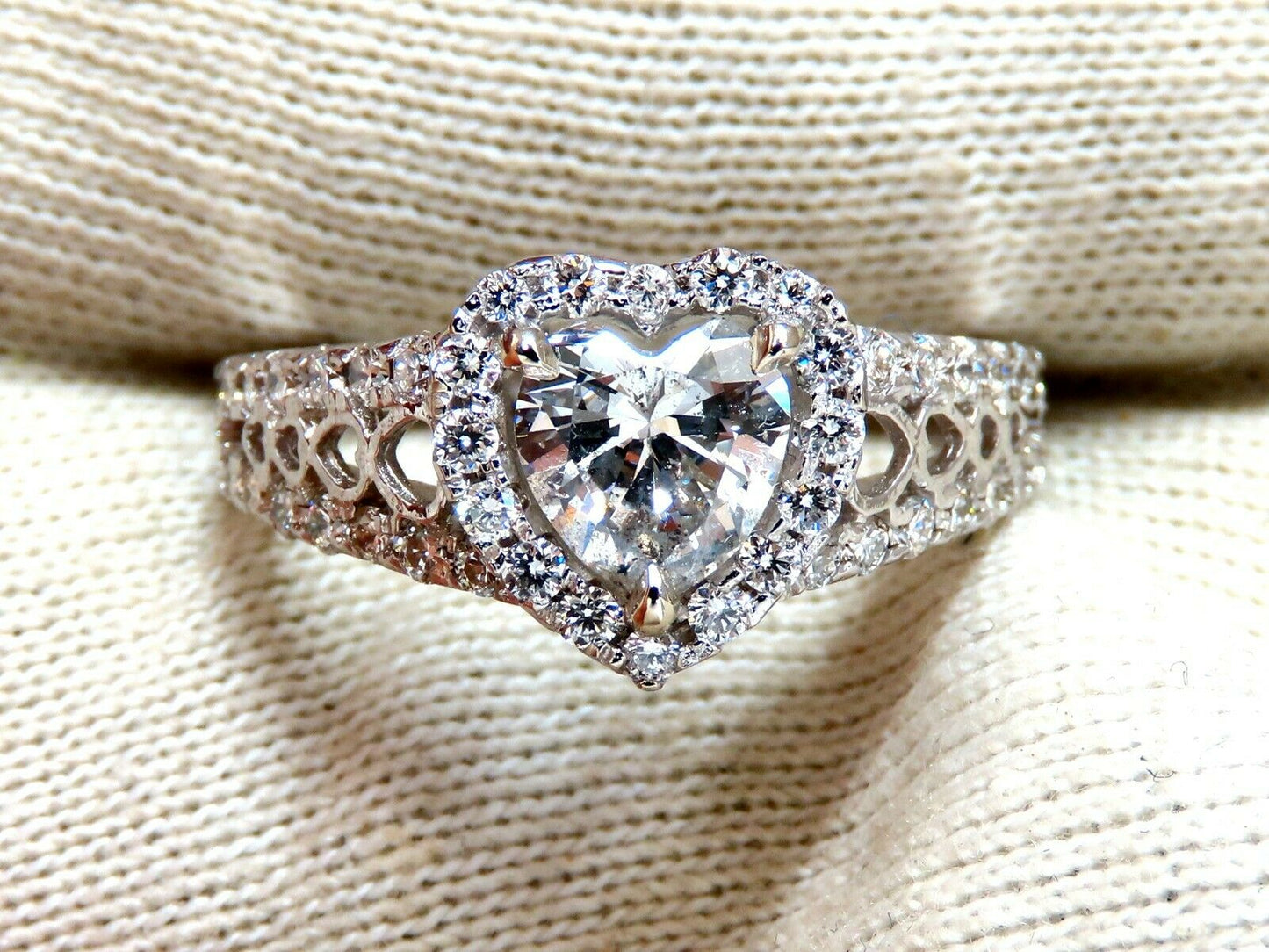 GIA Certified 1.27ct Heart Shape Diamond Cluster Ring 14kt