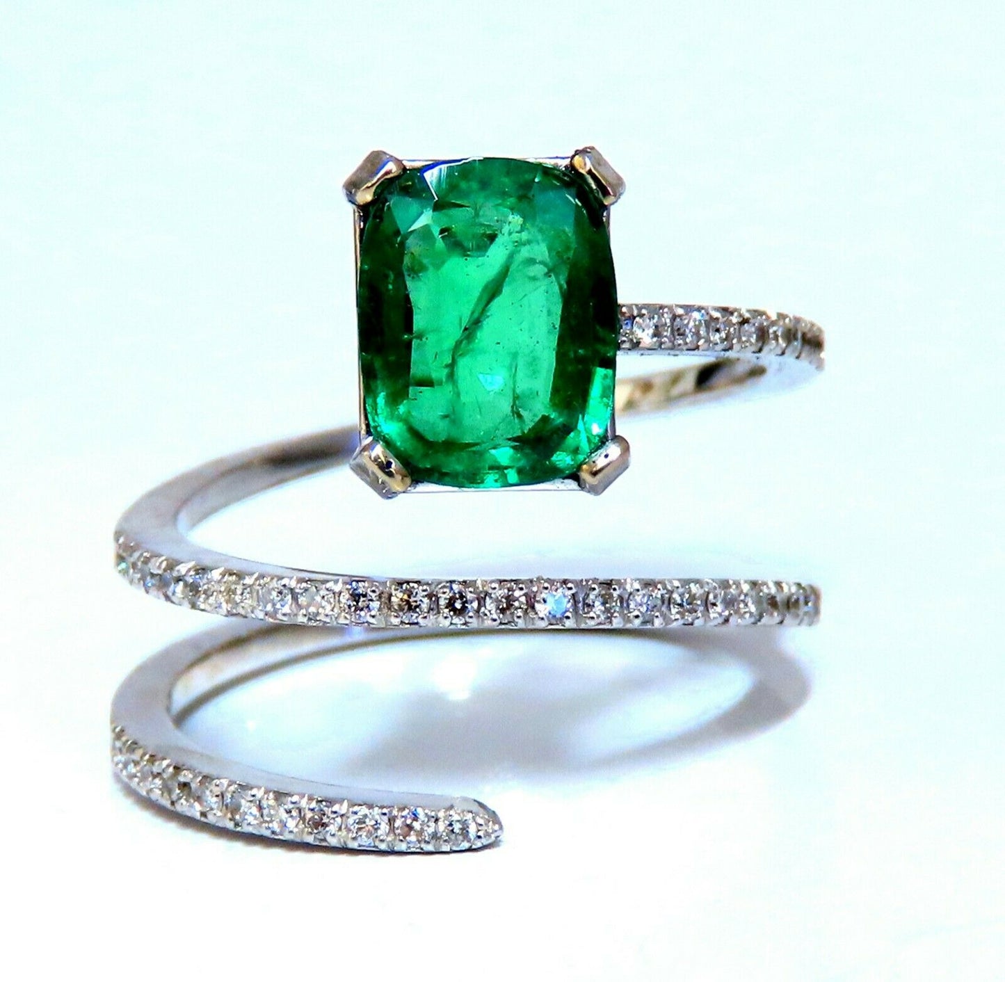 2.20ct Natural Emerald Ring Swirl Snake Mod Deco 14kt