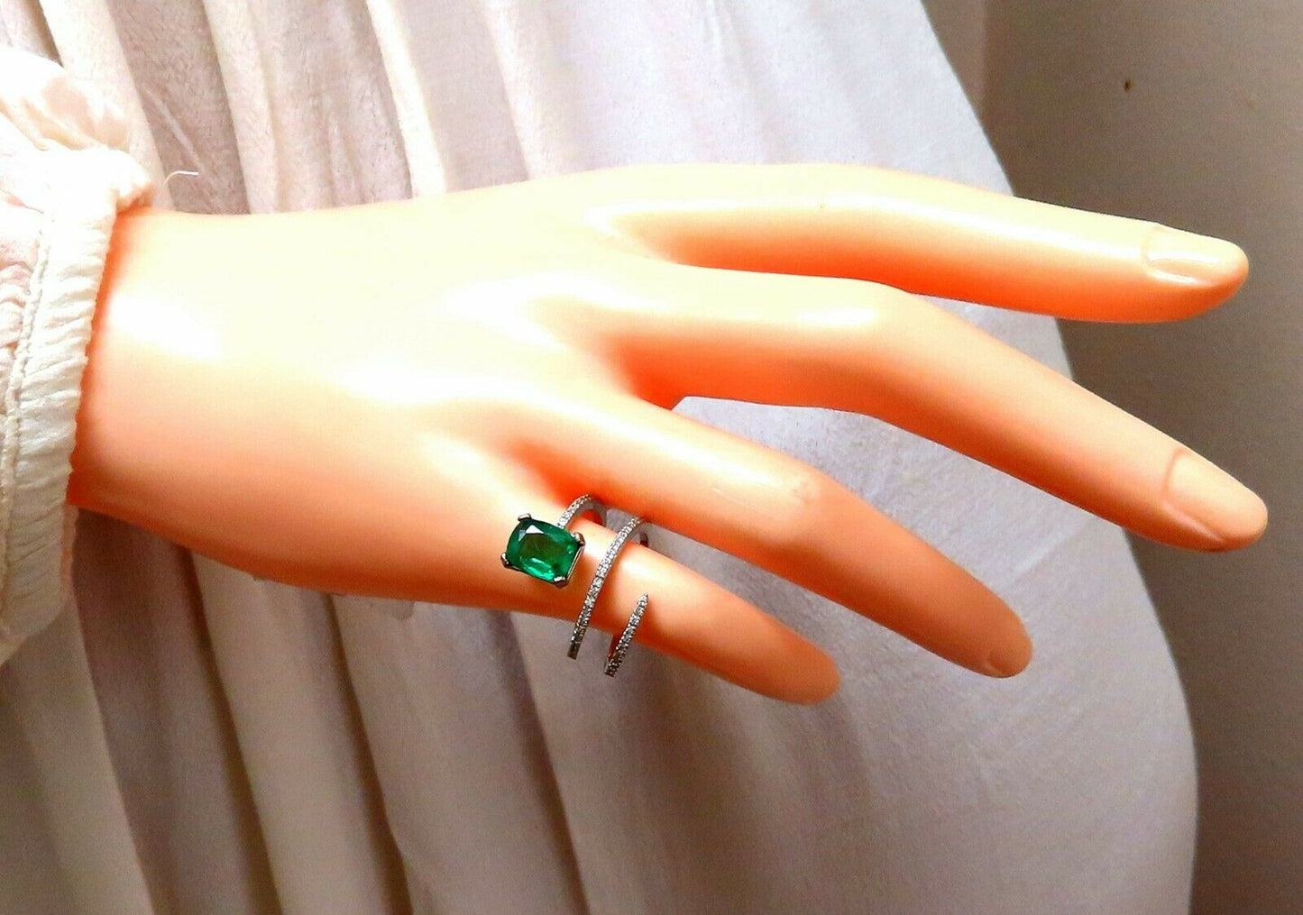 2.20ct Natural Emerald Ring Swirl Snake Mod Deco 14kt