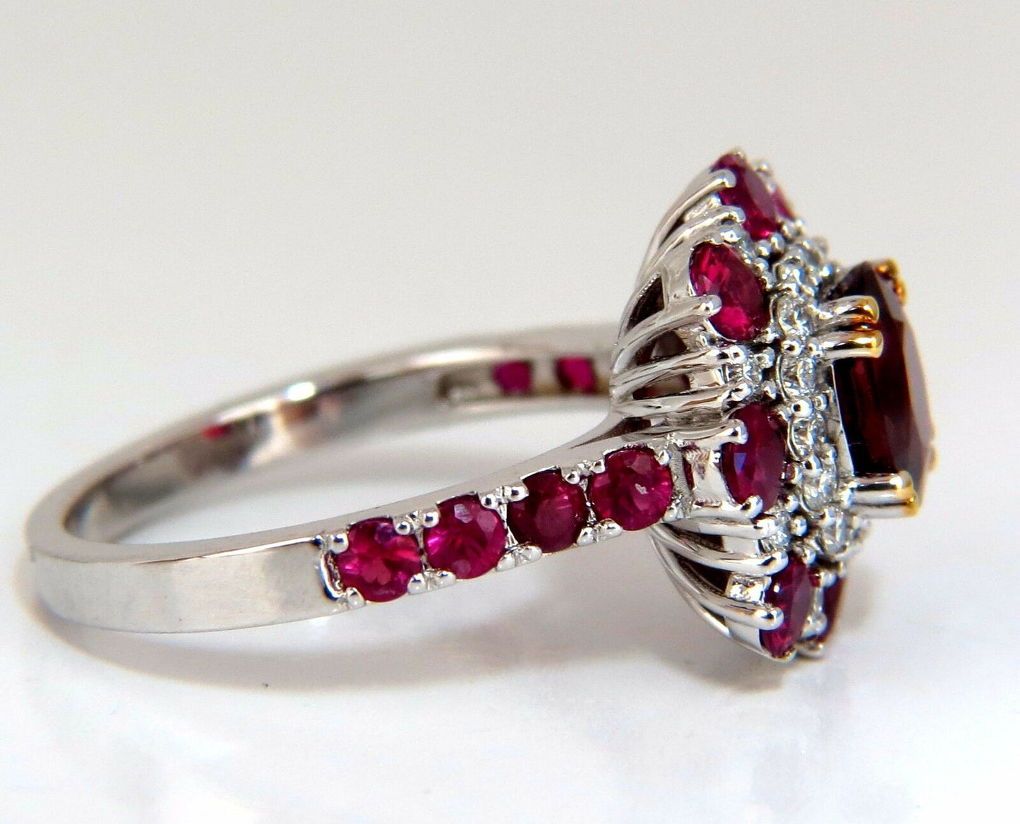 GIA Certified 2.92ct Natural Ruby Diamond Ring 14kt Cluster prime