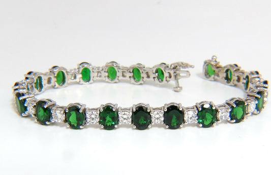 20.68CT Natural Tsavorite Diamonds Bracelet 14KT Vivid Greens Tennis