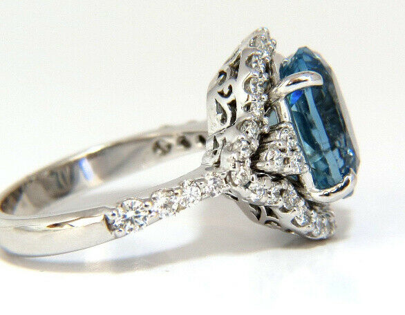 5.15ct natural prime aqua blue aquamarine diamonds ring 14kt