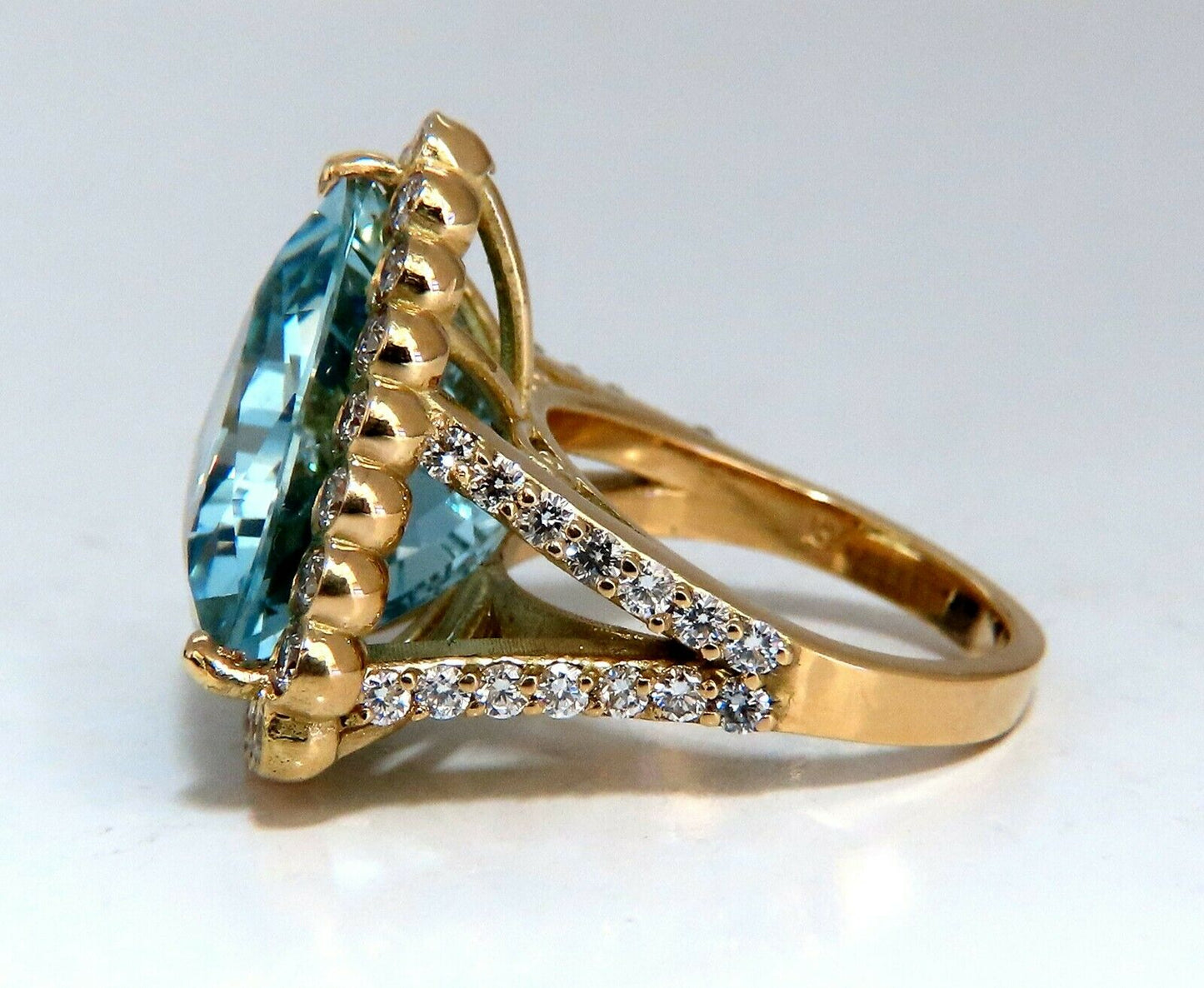 GIA Certified 16.39ct Natural "Blue" Aquamarine diamonds ring Vivid 18kt