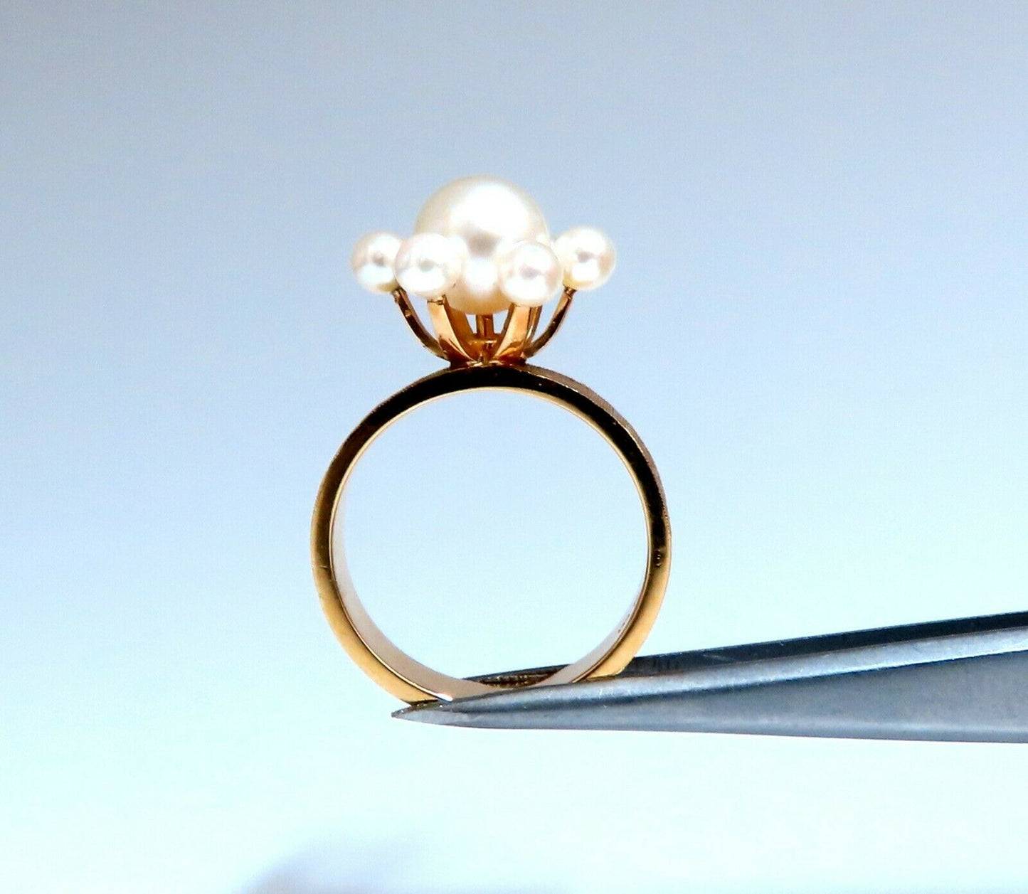 Handmade Pearl Raised Cluster Ring 14kt