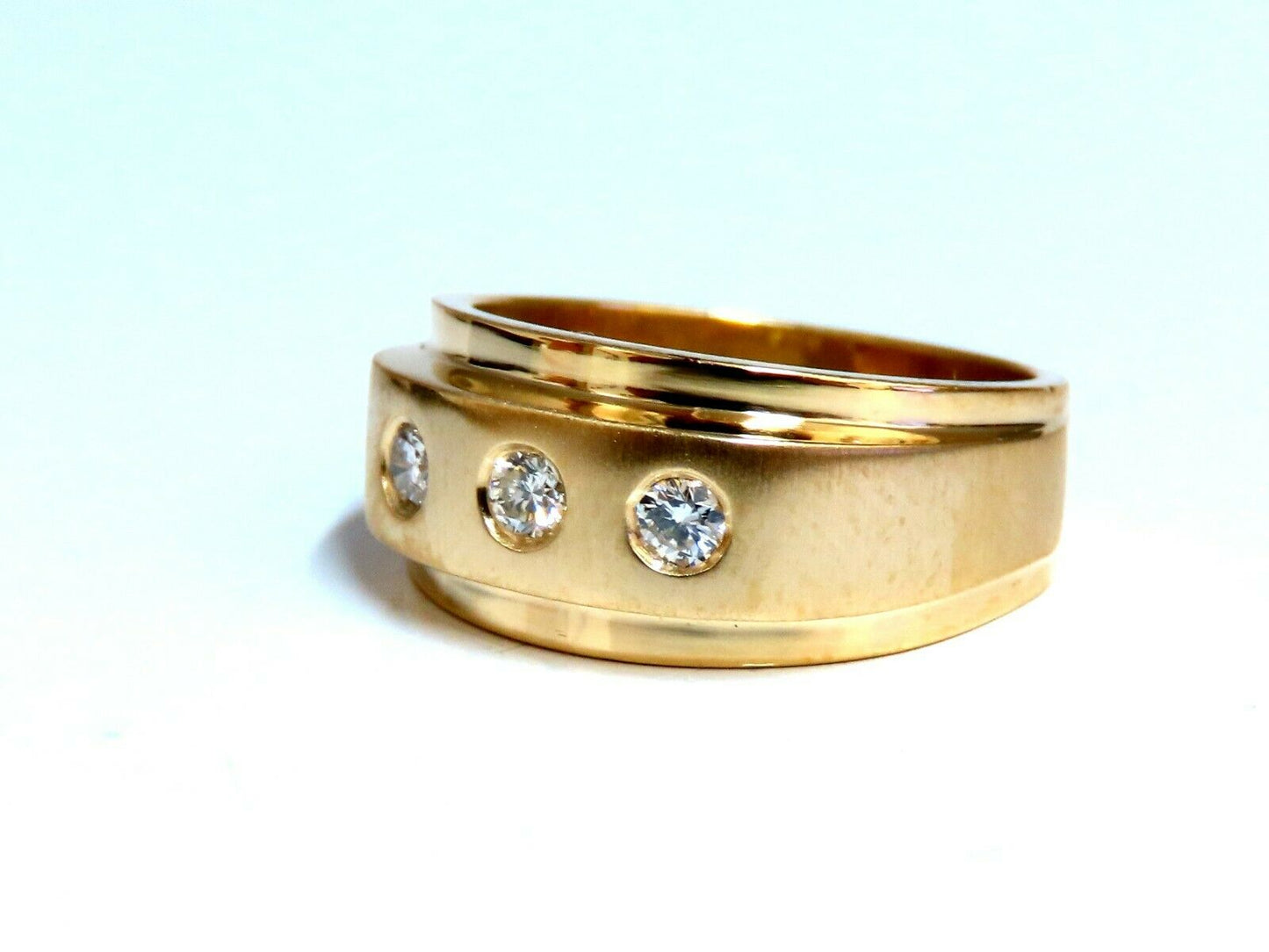 .26ct Natural Round Diamonds Raised Step Mod Brushed Ring 14kt Minimalist State
