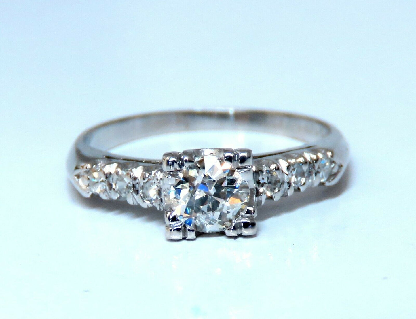 .66ct Natural Diamonds Cathedral Ring Platinum Vintage Restored