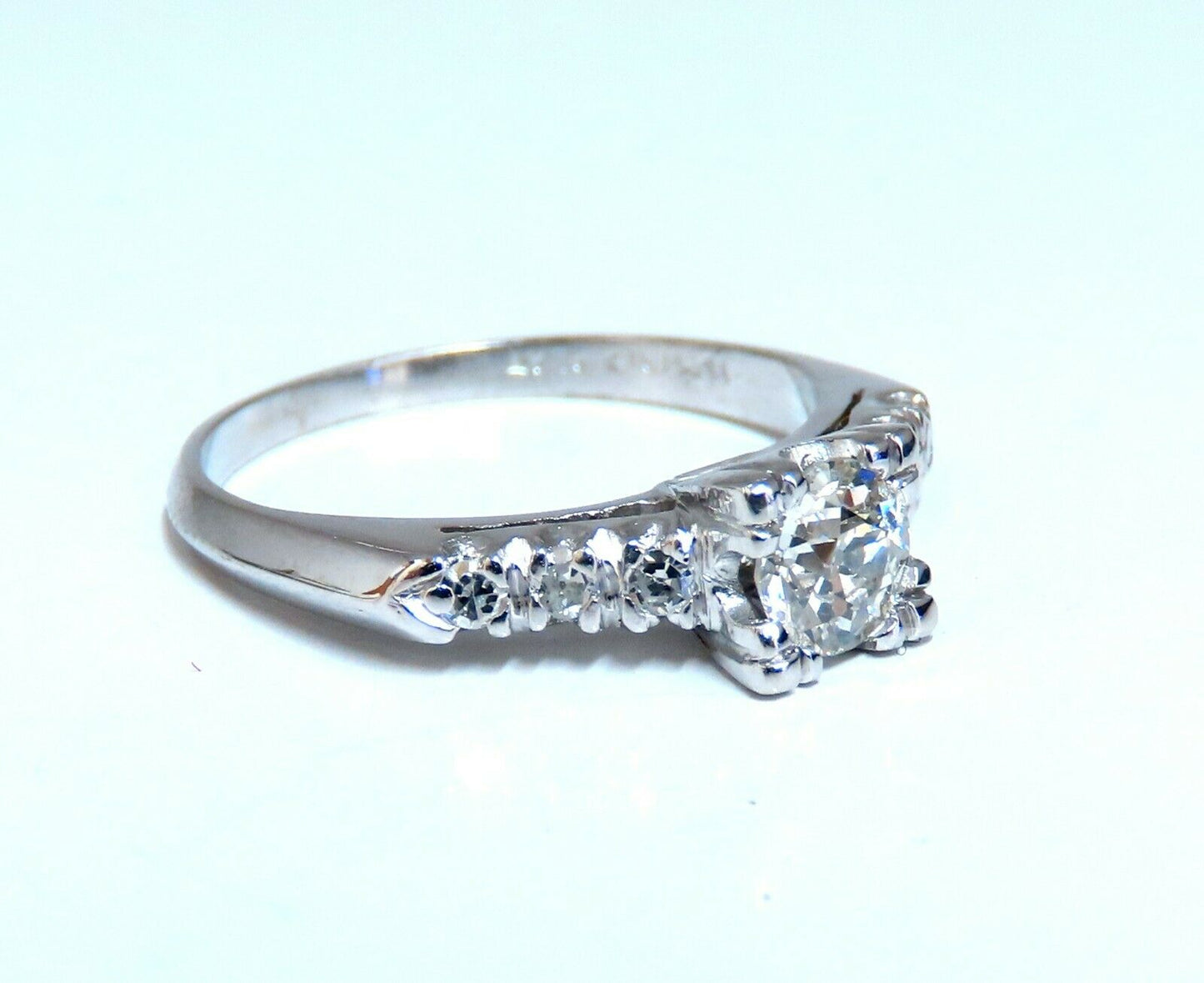 .66ct Natural Diamonds Cathedral Ring Platinum Vintage Restored